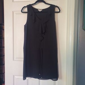 Norah Ruffled Sleeveless Mini Dress Black Drop Waist Drawstring Office Formal Sm